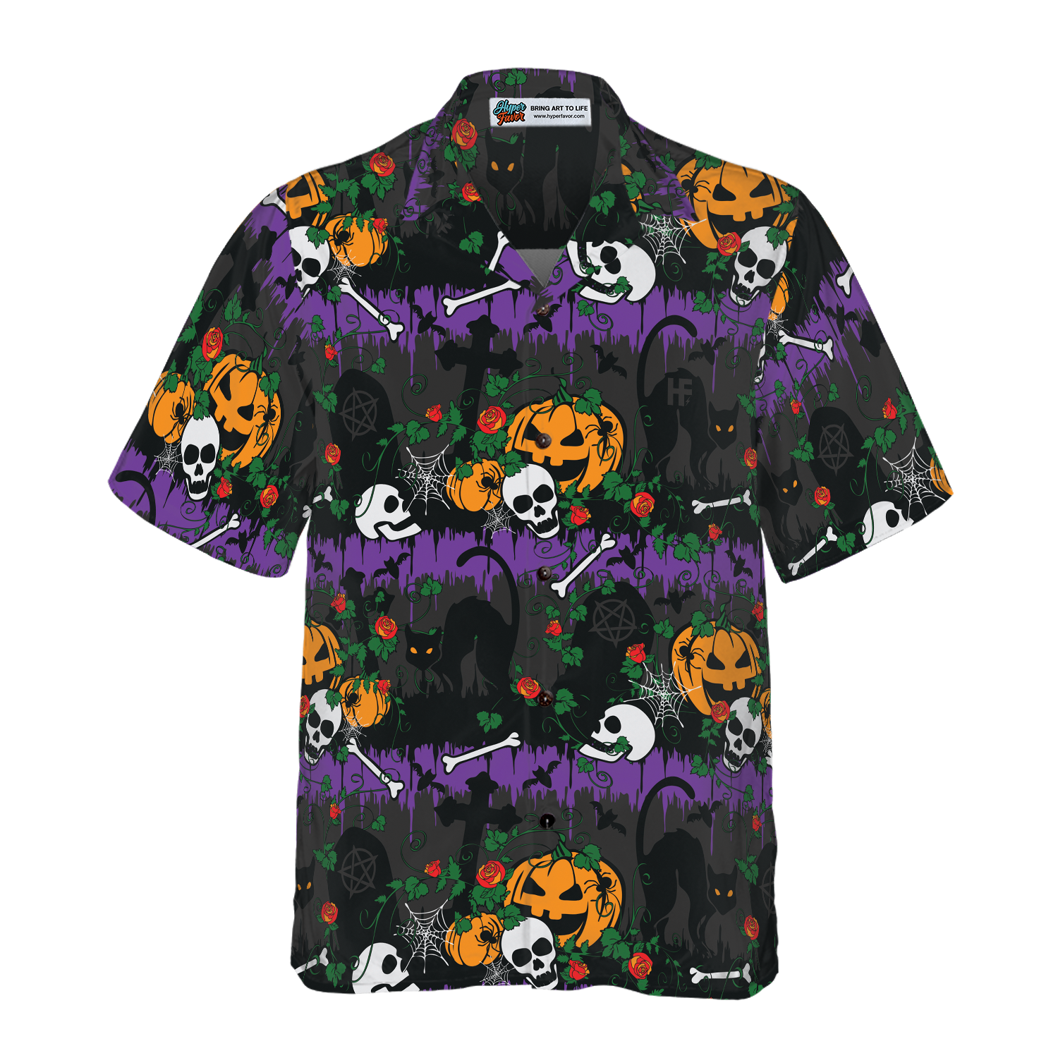 Halloween Pumpkin And Black Cats Hawaiian Shirt