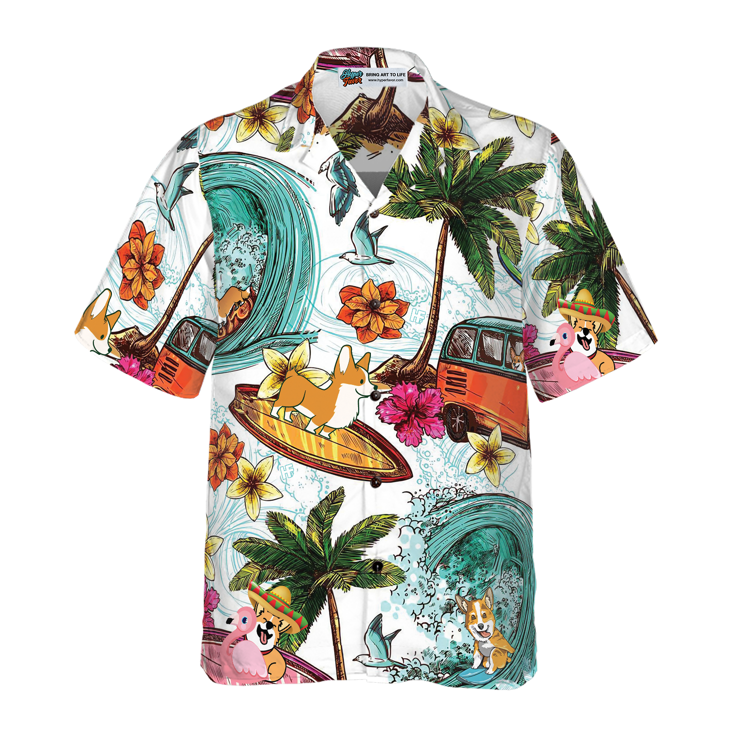 Corgi On The Beach Shirt For Men Hawaiian Shirt