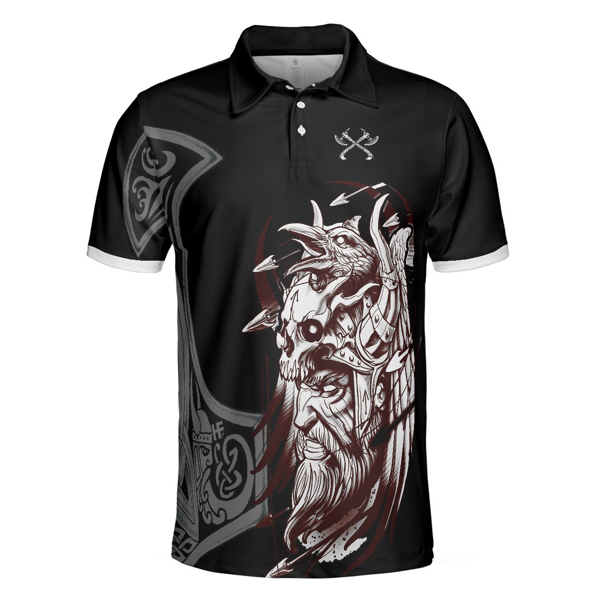 I'm Not Angry This Is Just My Viking Face Polo Shirt, Cool Black Viking Shirt For Men
