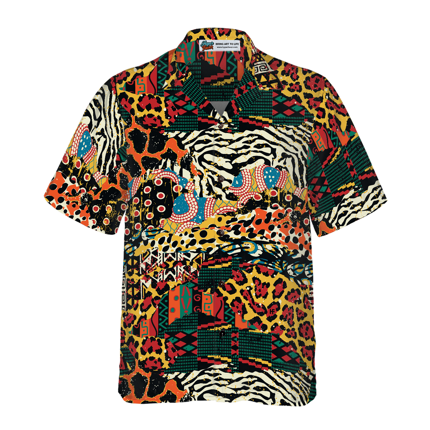 Traditional African Mixed Animal Skin Hawaiian Shirt