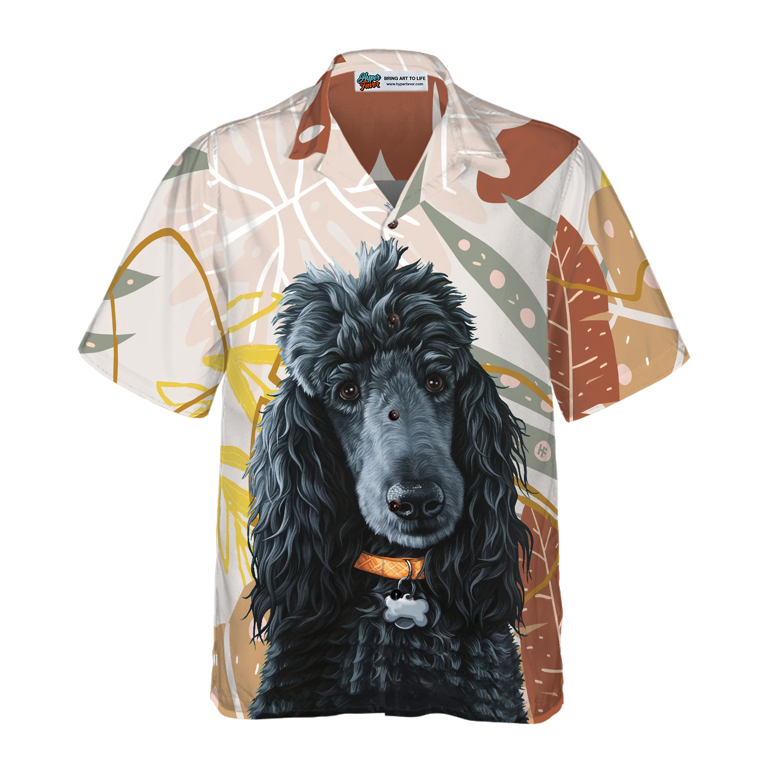 Black Poodle & The Brown Leaves Poodle Hawaiian Shirt, Best Dog Shirt For Men And Women