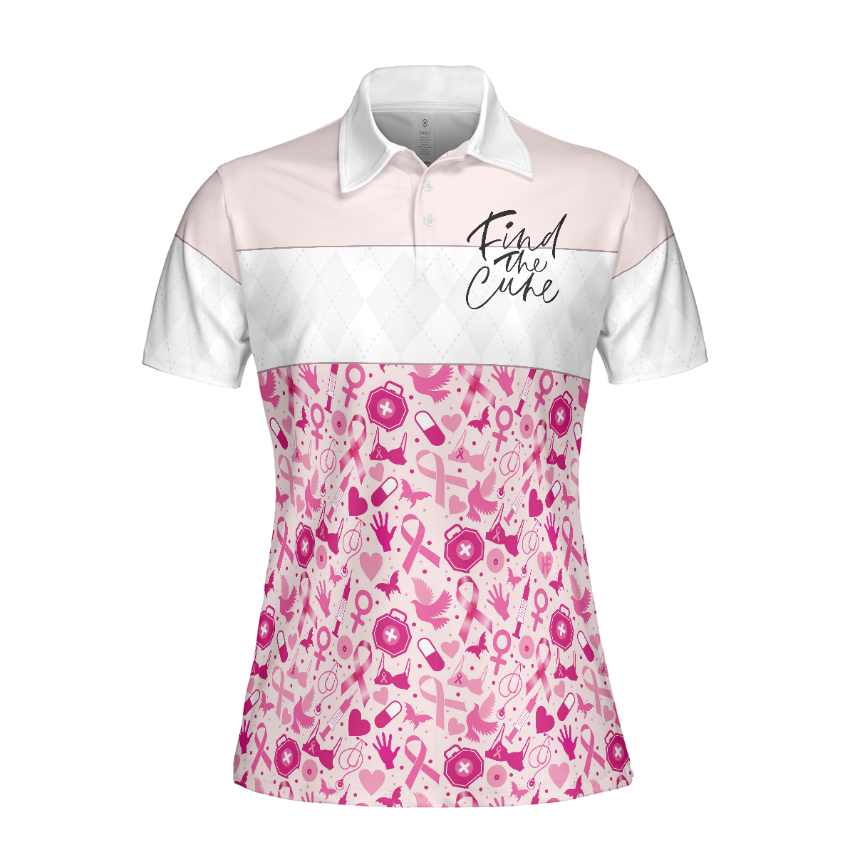 Pink Spread The Hope Find The Cure Breast Cancer Awareness Short Sleeve Women Polo Shirt, Pink Ribbon Shirt