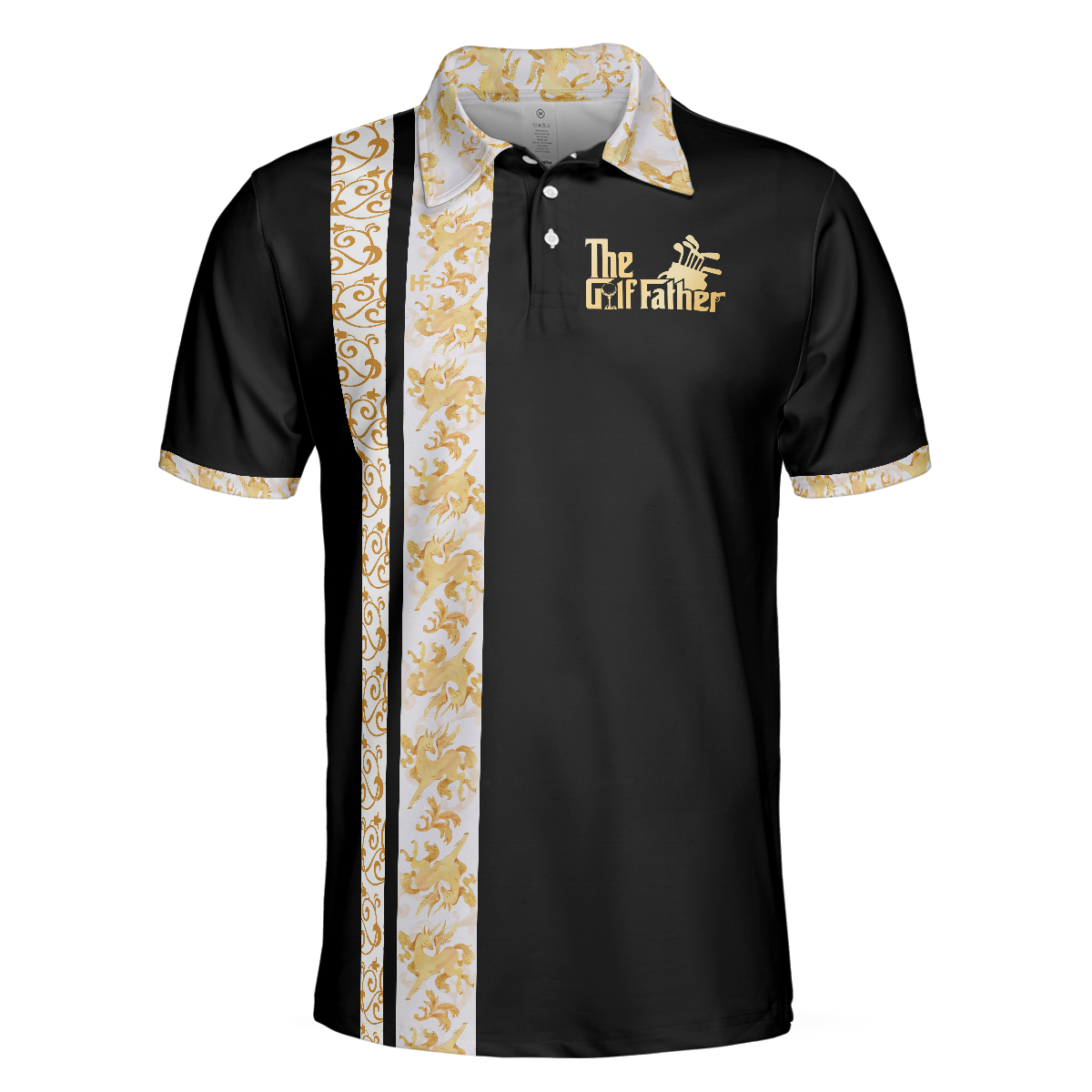 The Golf Father Polo Shirt, Black Timeless Golfing Shirt For Male Players, Best Golf Gift