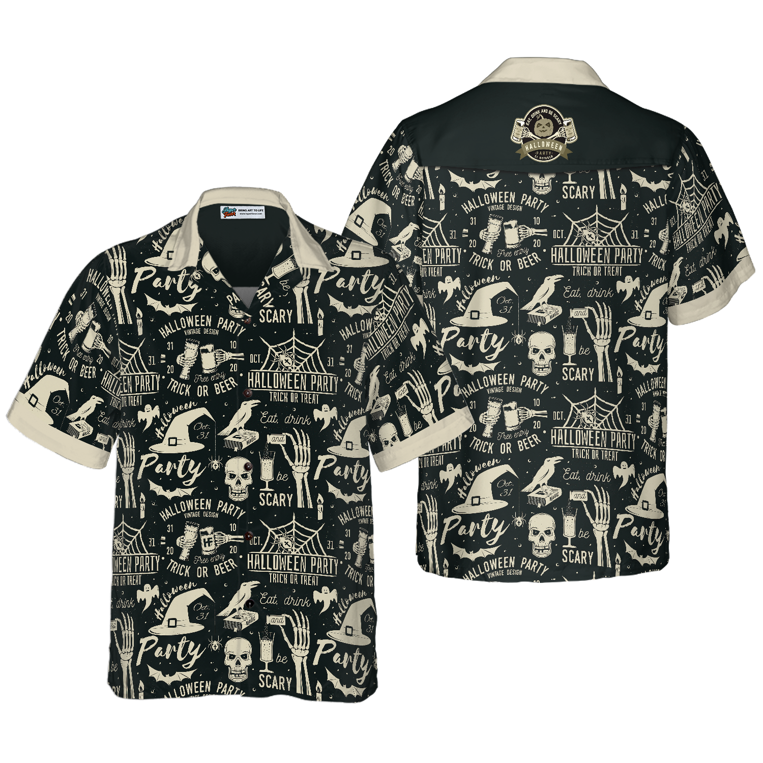 Retro Halloween Beer Party Hawaiian Shirt