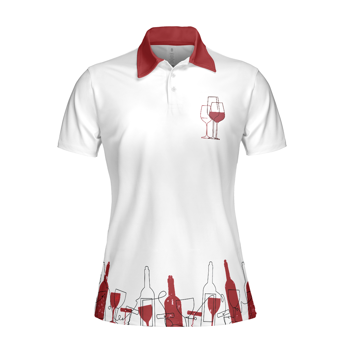 Golfing From Nine To Wine Golf Girl V2 Short Sleeve Women Polo Shirt, White And Red Golf Polo Shirt, Golf Shirt For Wine Lovers