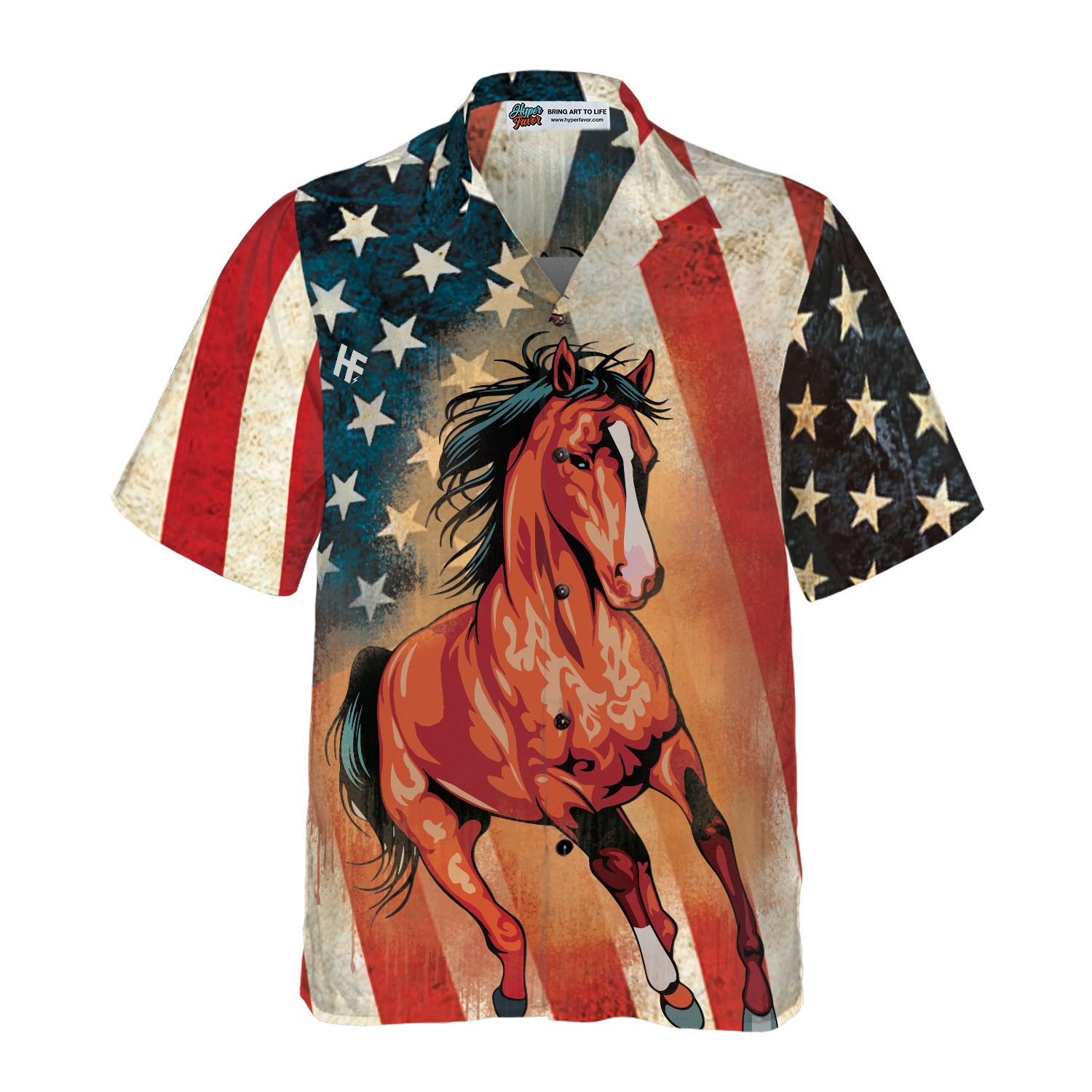 Horse American Flag Hawaiian Shirt