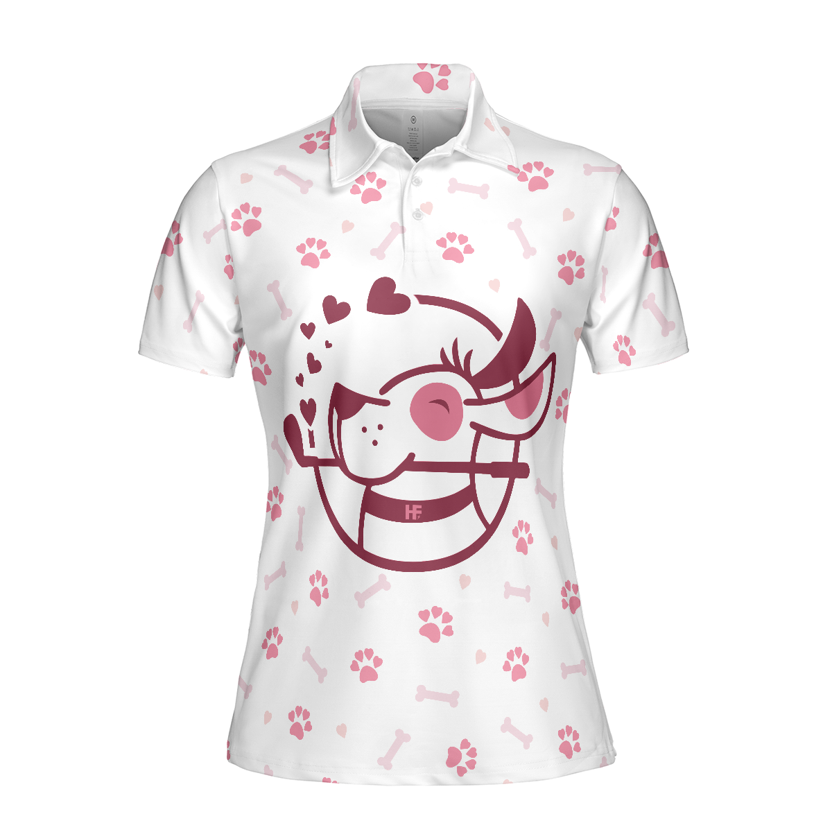 Just A Dog Mom Who Loves Golf Short Sleeve Women Polo Shirt, White And Pink Golf Shirt, Golf Gift For Dog Lovers