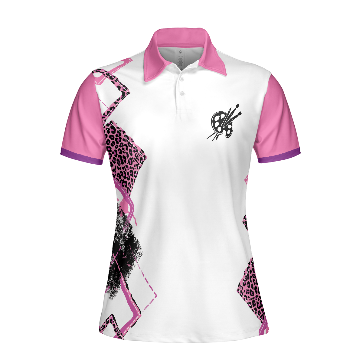 Painting With No Chance Of House Cleaning Or Cooking White And Pink Short Sleeve Women Polo Shirt