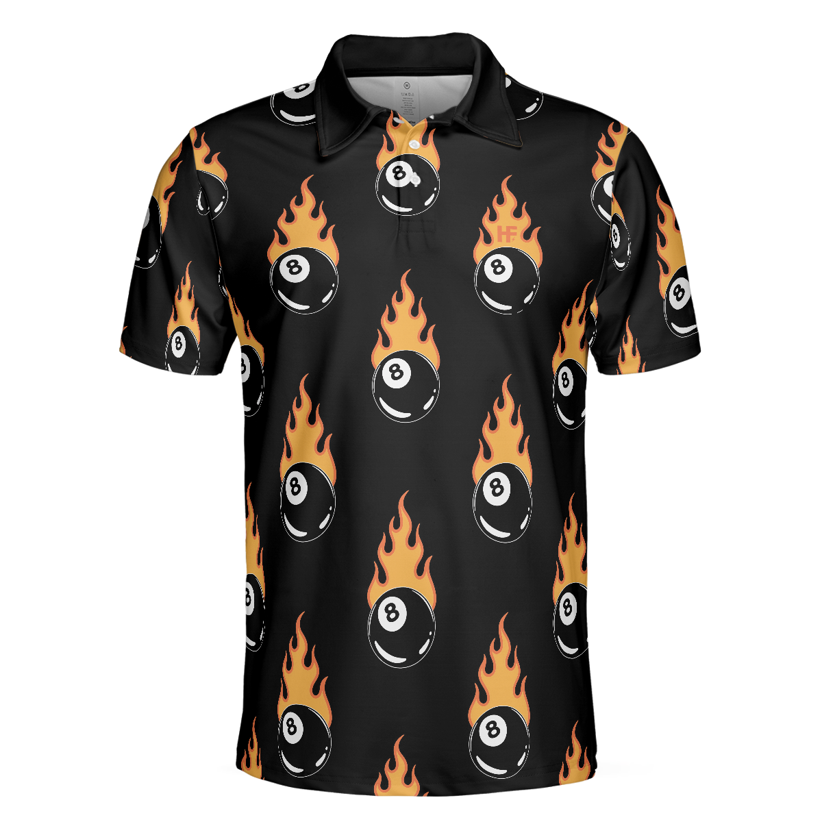 Flaming Billiard 8 Ball Polo Shirt, Basic Billiards Shirt Design For Men, Gift Idea For Billiards Lovers