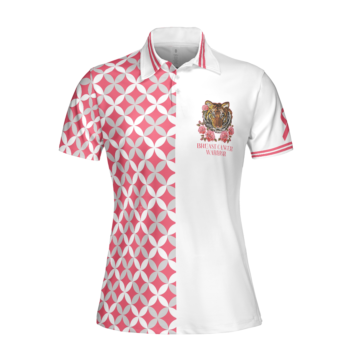 Breast Cancer Tiger Warrior Short Sleeve Women Polo Shirt, Thoughtful Gift For Breast Cancer Survivors