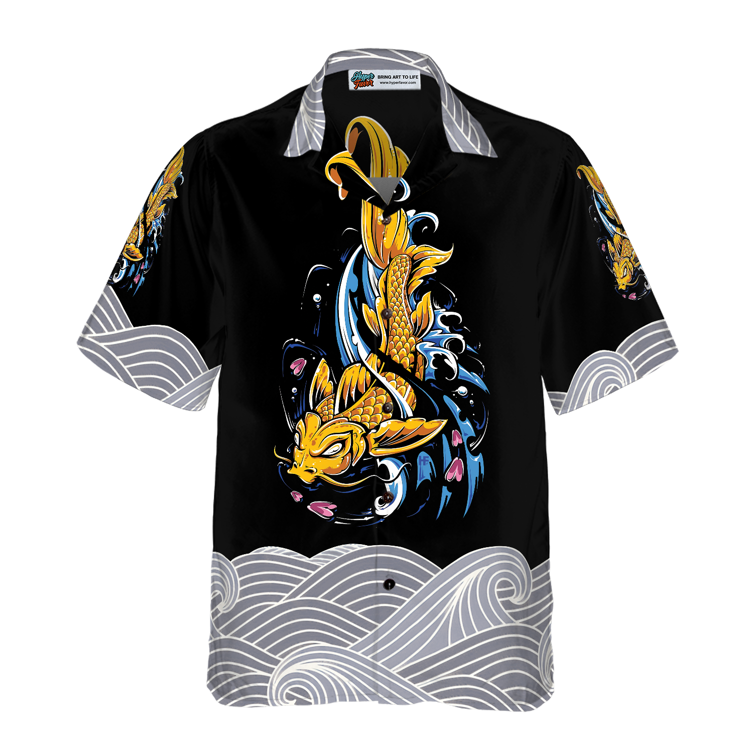 Koi Fish On Waves Hawaiian Shirt