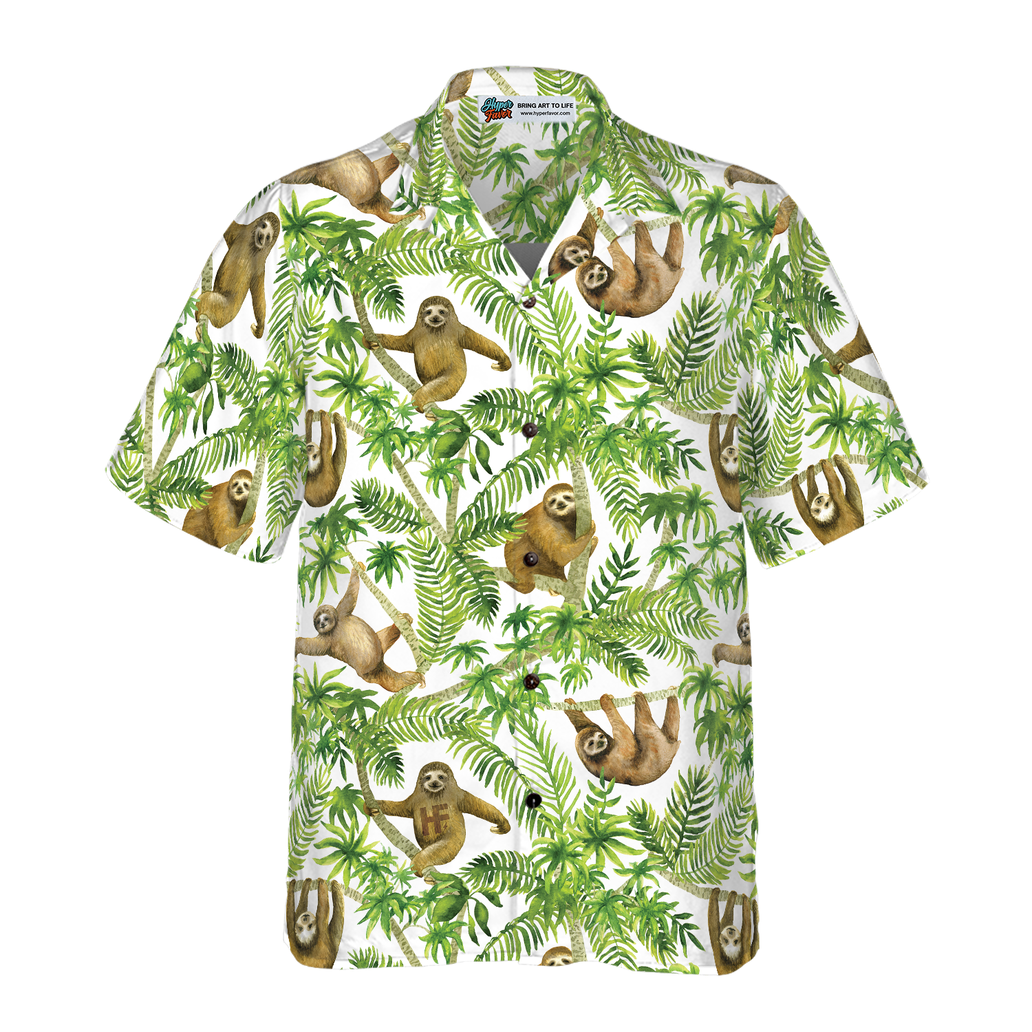 Tropical Sloth Seamless Pattern Hawaiian Shirt
