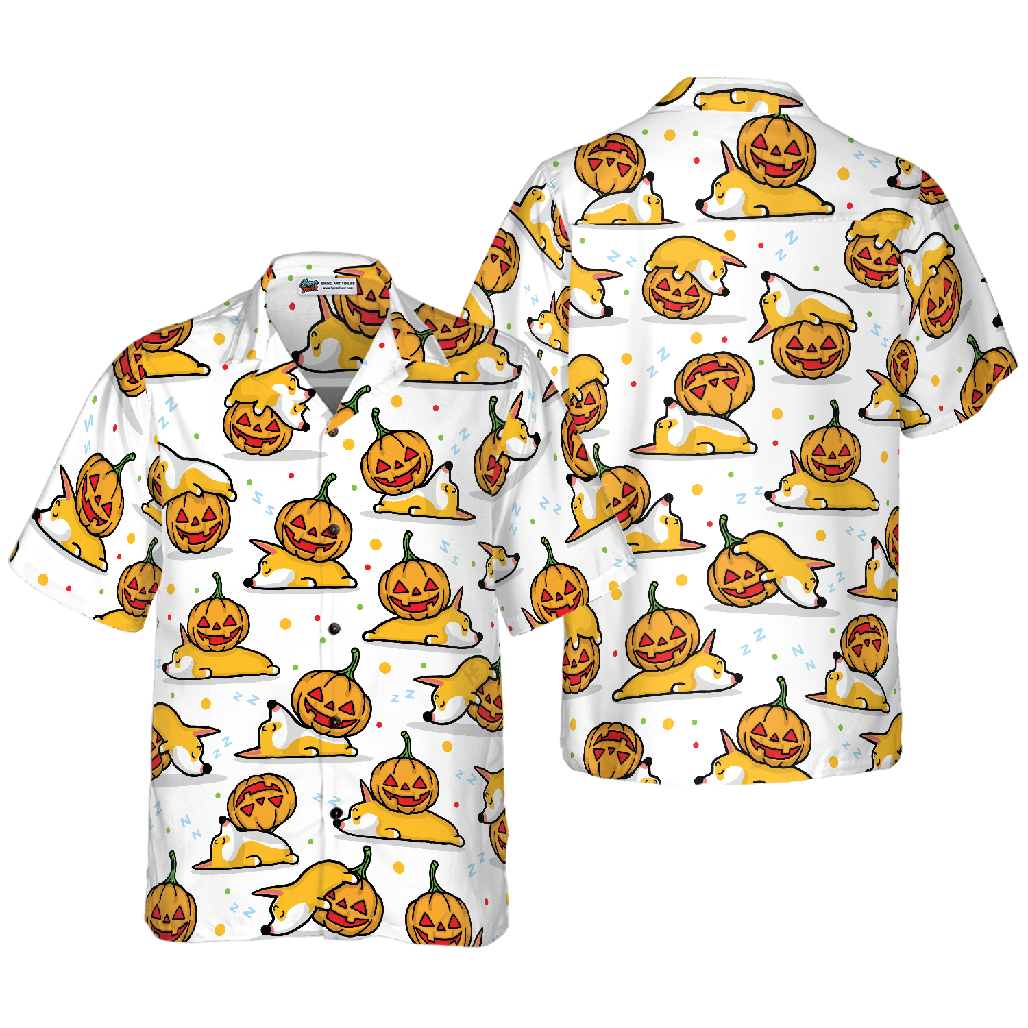 Sleeping Corgi & The Pumpkin Hawaiian Shirt