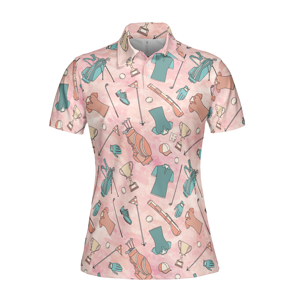 Pink And Elegant Seamless Pattern Golf Short Sleeve Women Polo Shirt
