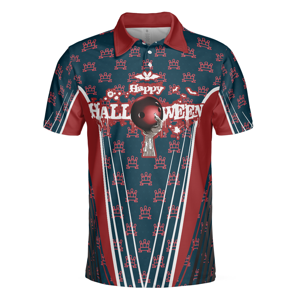 Happy Halloween And Happy Bowling Polo Shirt, Short Sleeve Bowling Shirt For Men