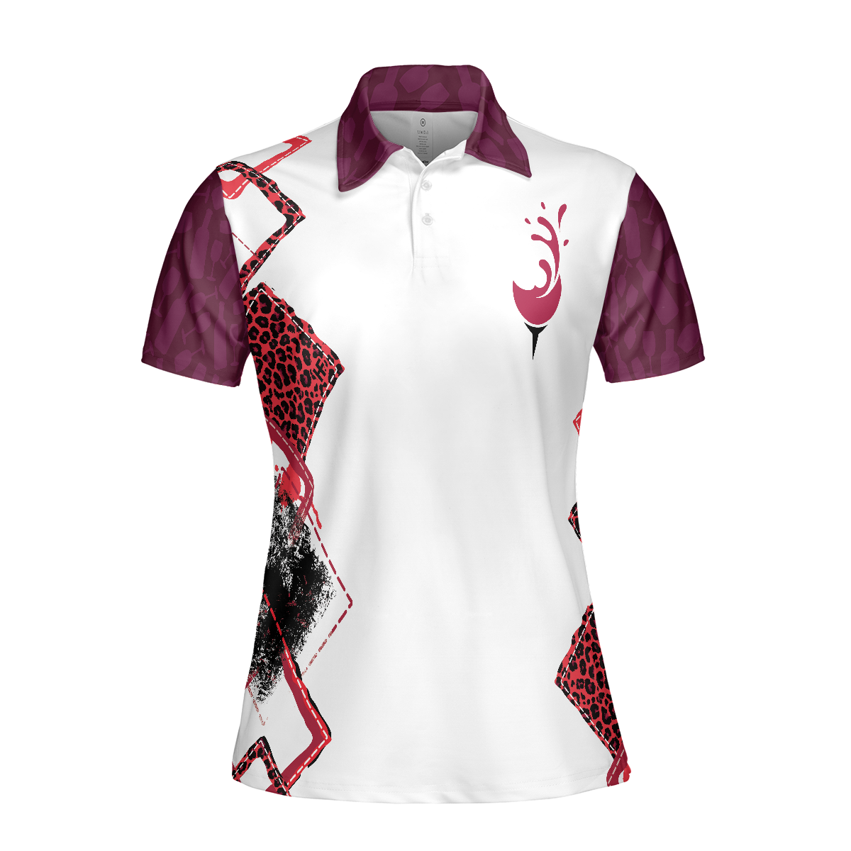 Putt Now Wine Later Elegant Leopard Pattern Golf Short Sleeve Women Polo Shirt, Golf Shirt For Ladies