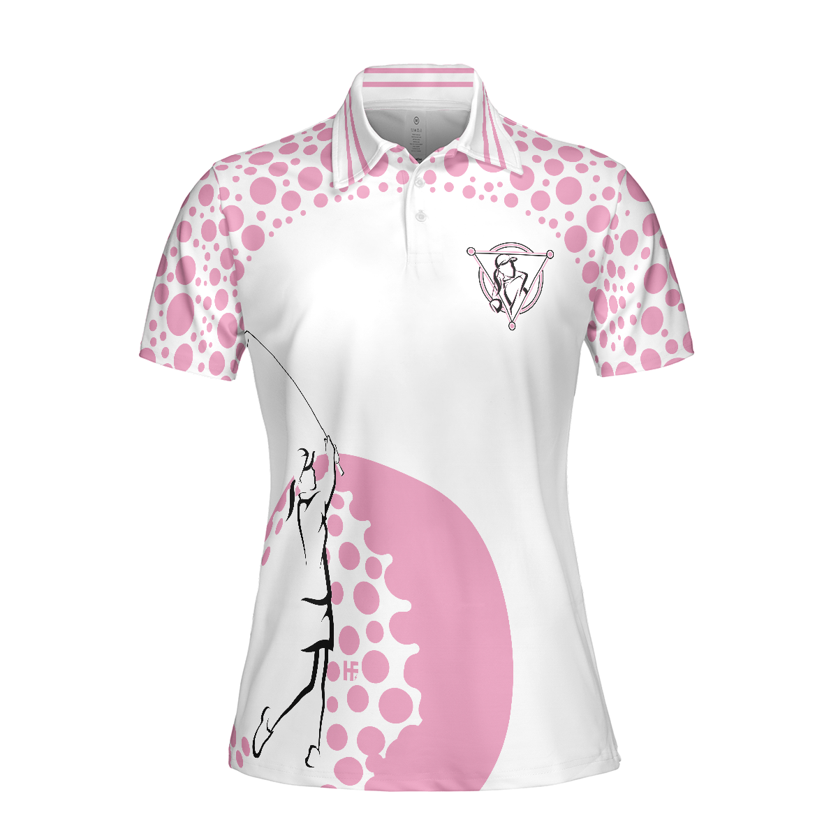 Real Grandmas Play Golf Short Sleeve Women Polo Shirt, White And Pink Golf Shirt For Ladies, Funny Female Golf Gift