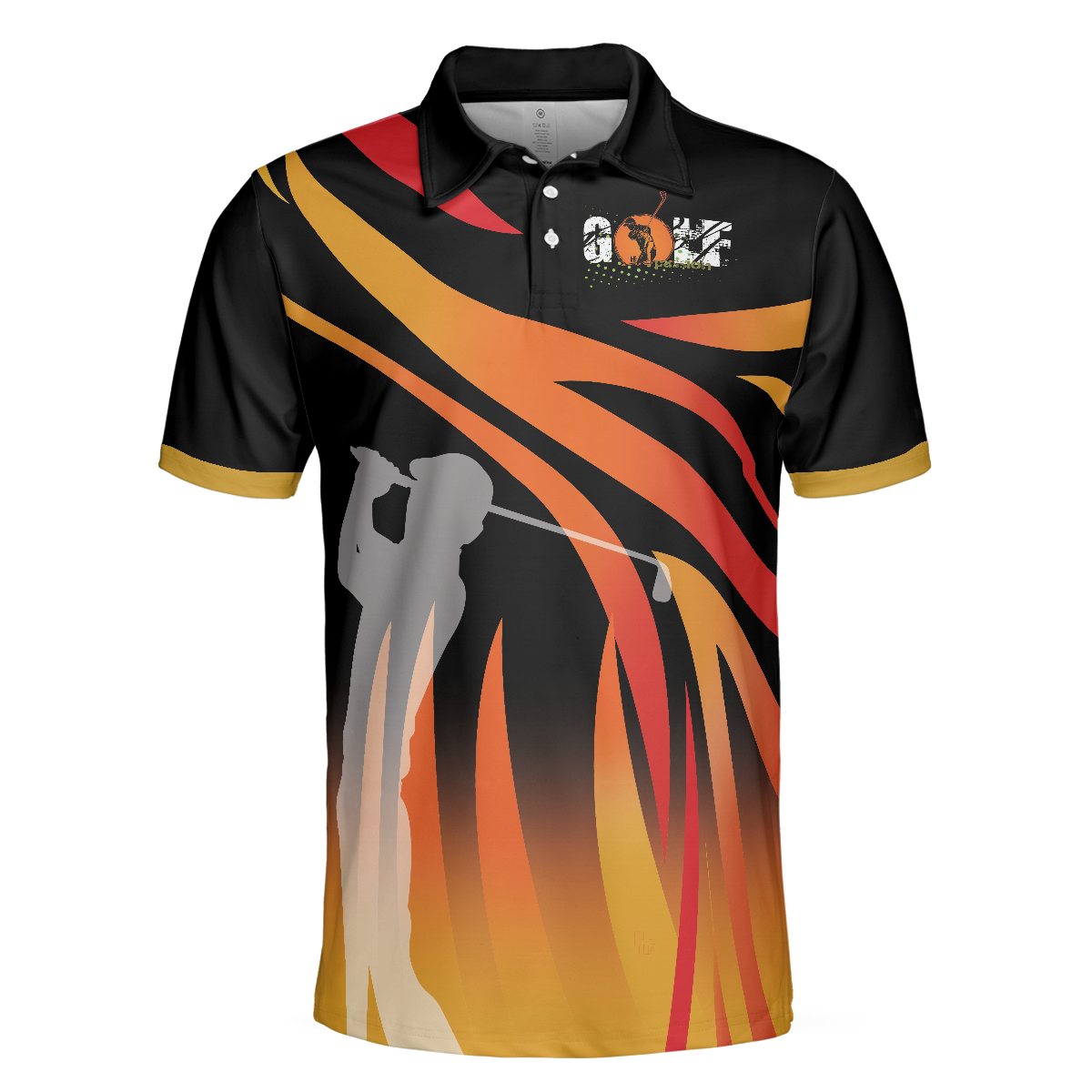 Golf In Passion Golf Polo Shirt, Black Flame Golf Shirt For Men, Cool Gift For Golfers