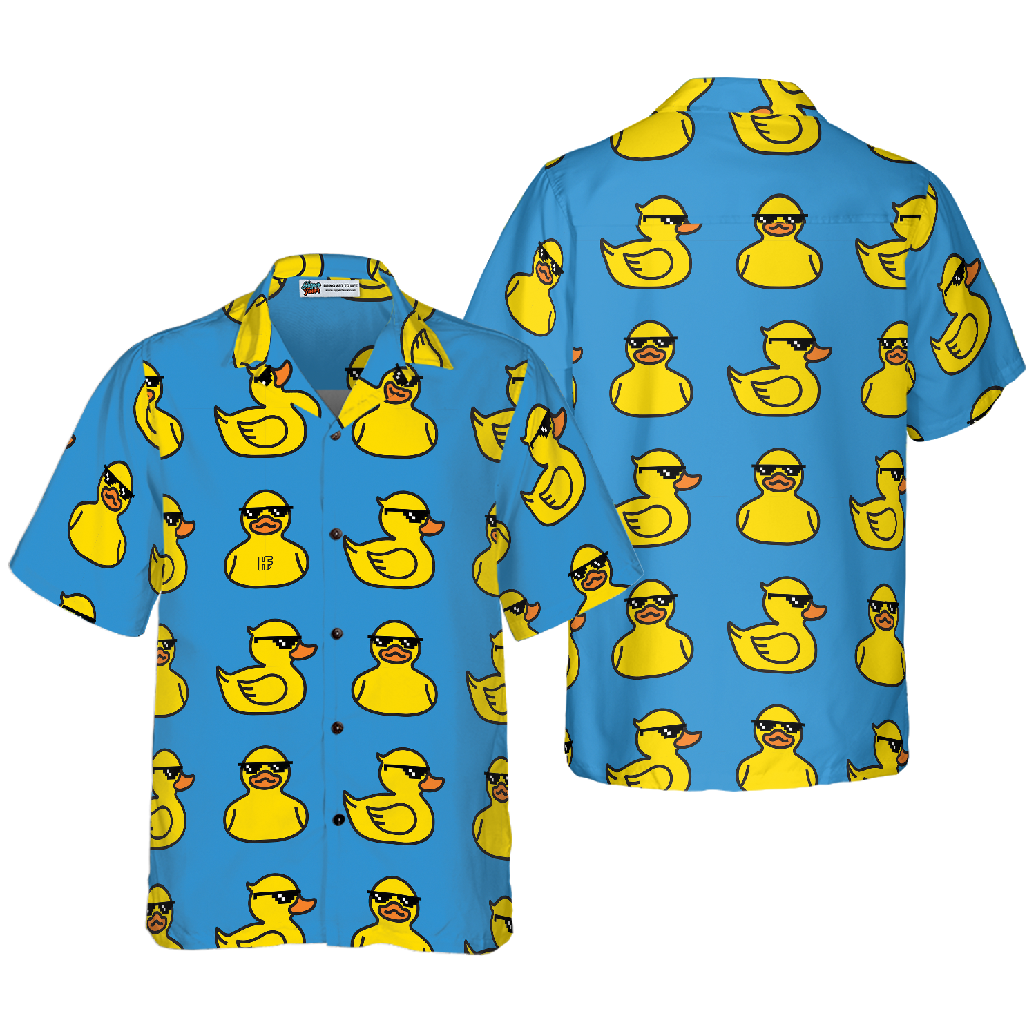 Rubber Yellow Duck Hawaiian Shirt, Blue Water Toy Duck With Sunglasses Hawaiian Shirt