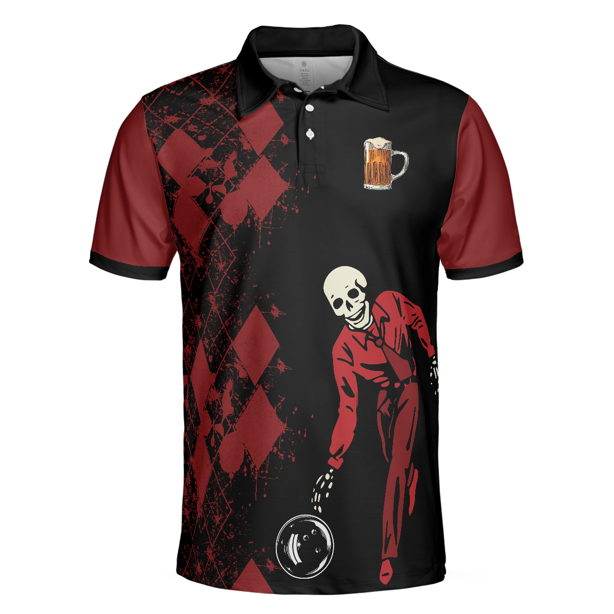 Bowling With A Chance Of Drinking Polo Shirt, Red And Black Bowling Shirt For Men, Bowling Beer Polo Shirt