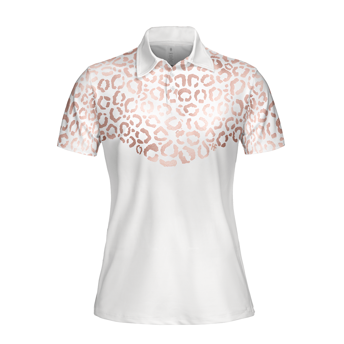 Rose Gold Leopard Pattern Shirt Short Sleeve Women Polo Shirt