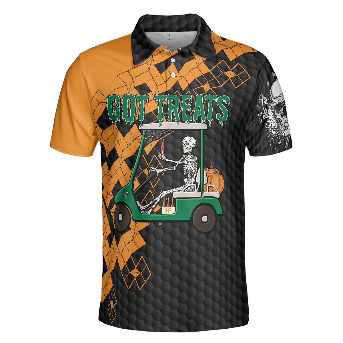 Got Golf And Got Treat Skull Golf Polo Shirt, Halloween Golf Shirt For Men, Halloween Gift For Golfers