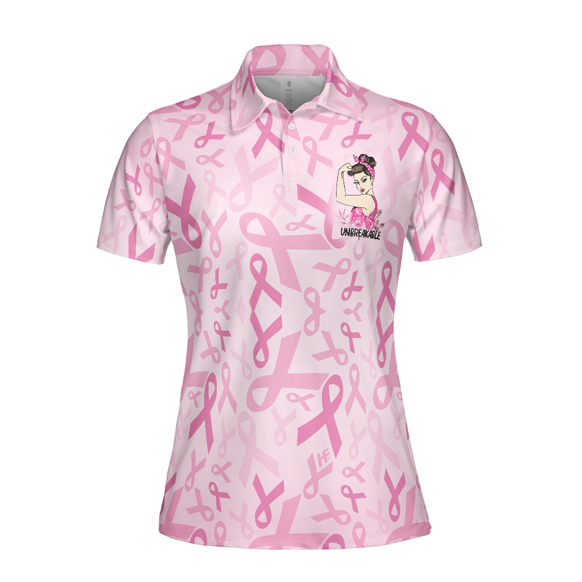Unbreakable Breast Cancer Warrior Pink Breast Cancer Awareness Short Sleeve Women Polo Shirt