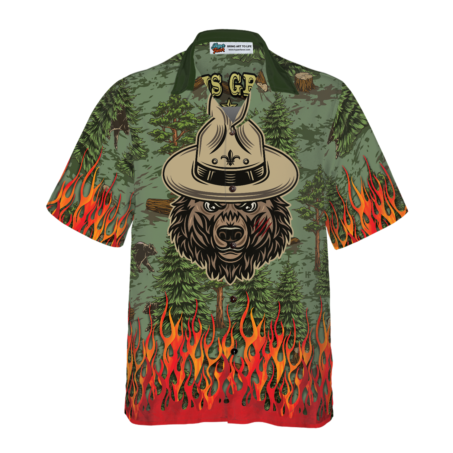 Camping Sheriff Bear Drink Beer Hawaiian Shirt
