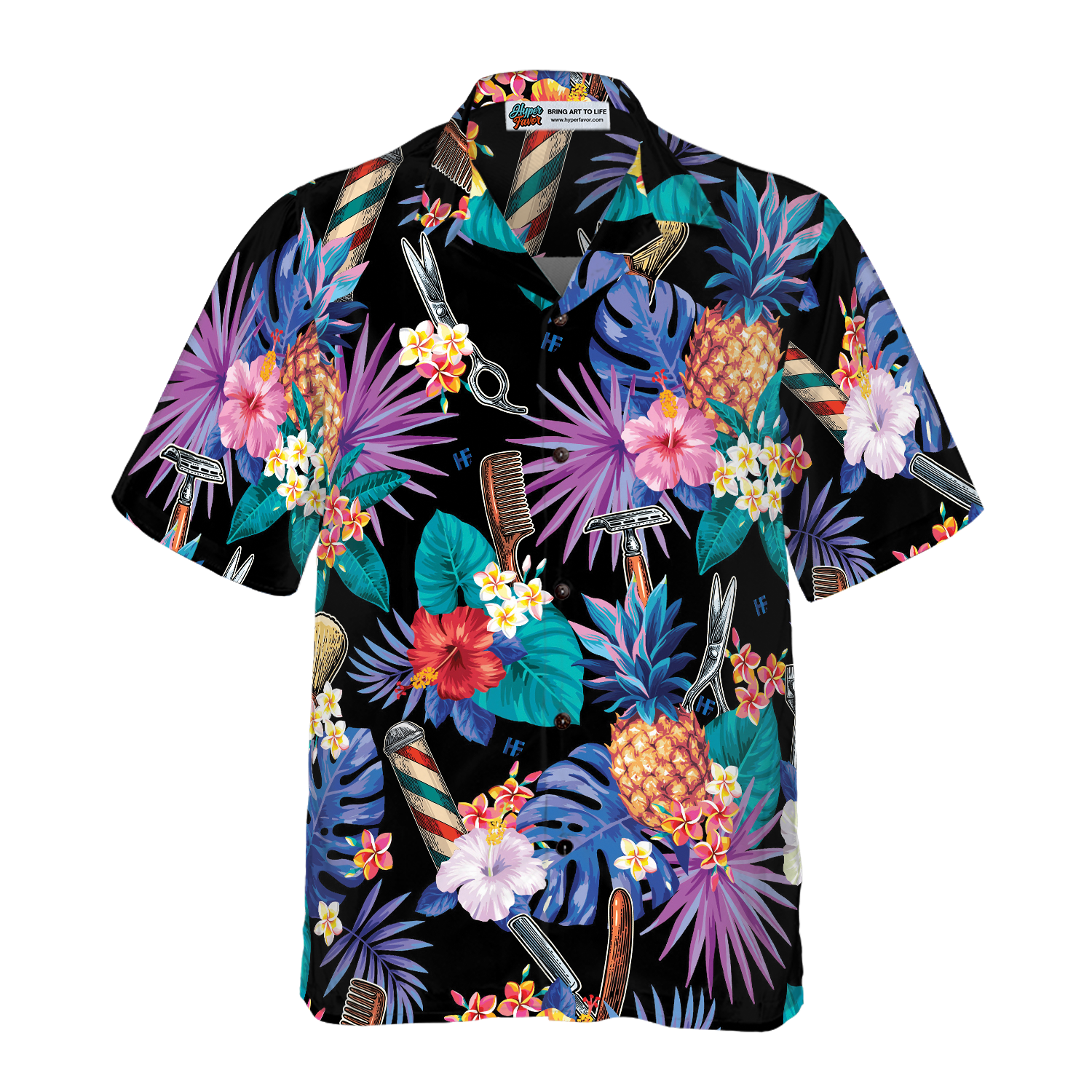 Barber Tools & The Tropical Leaves Hawaiian Shirt