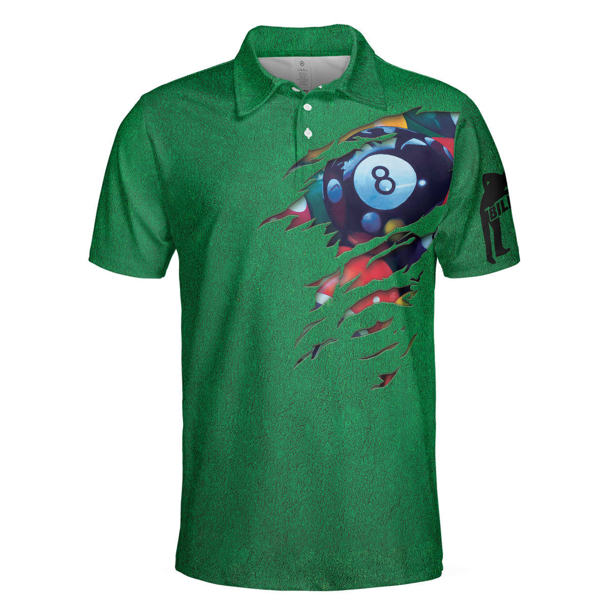 Billiards Green American Flag Polo Shirt, Unique Billiards Shirt For Men, Cool Gift For Pool Players
