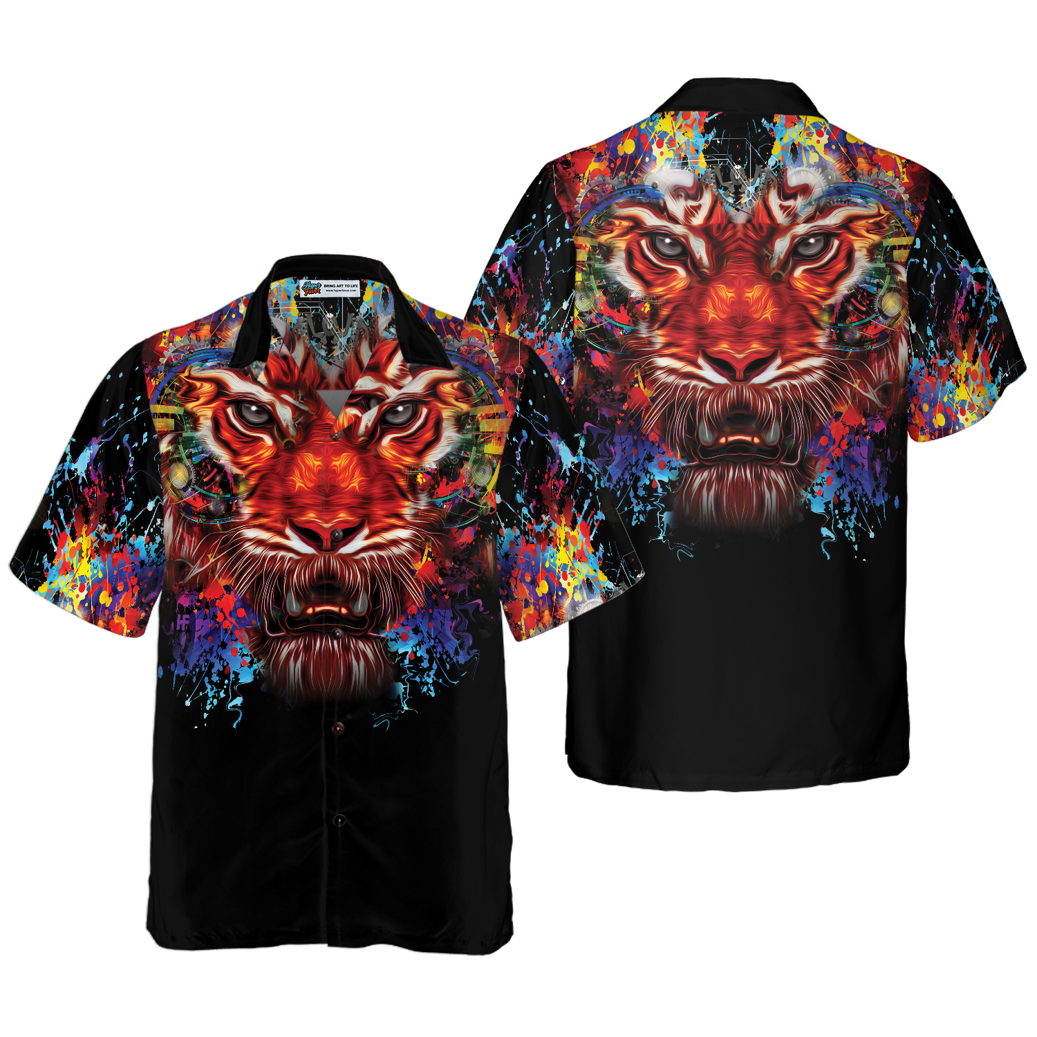 Vibrant Tiger Head Shirt For Men Hawaiian Shirt
