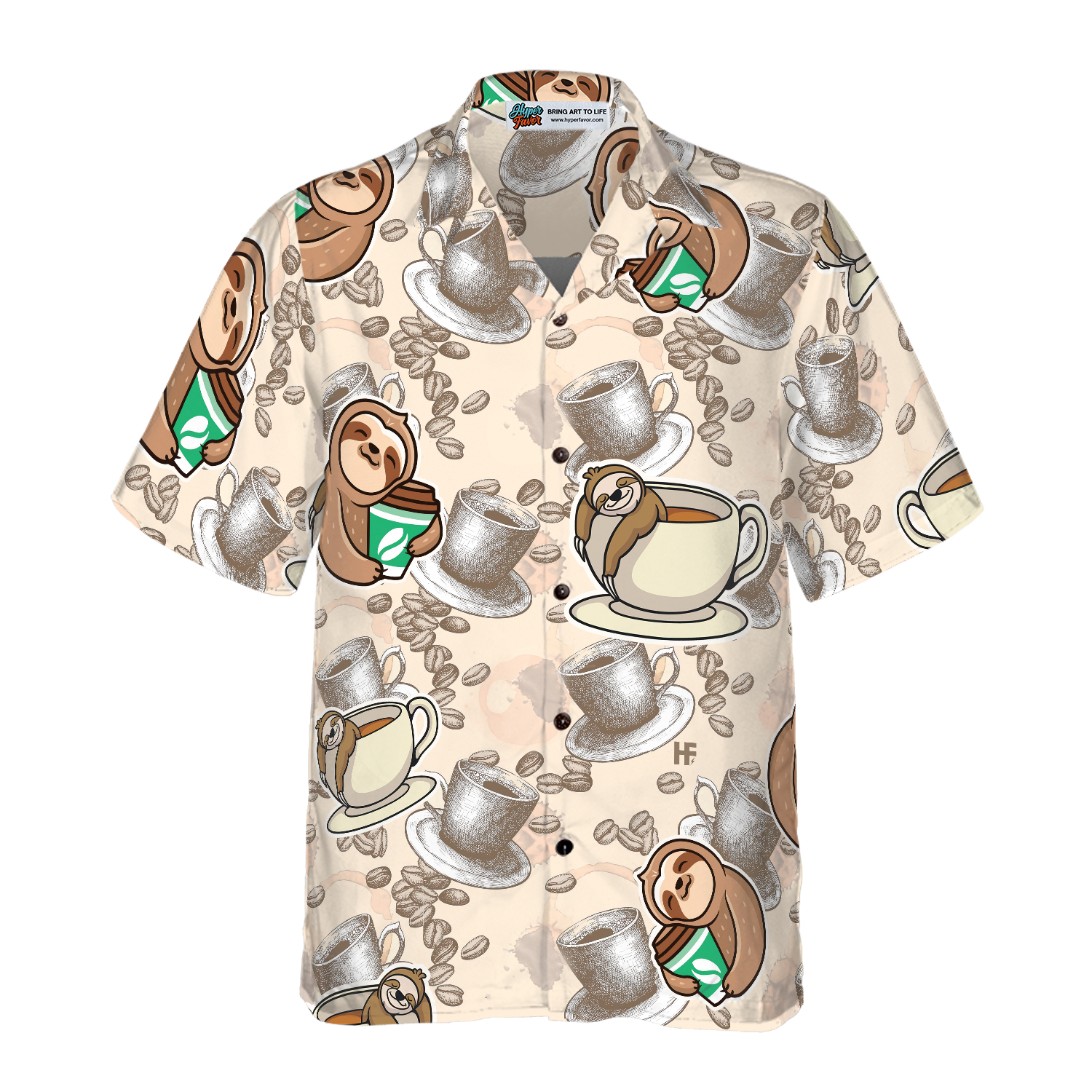 Coffee And Lazy Sloth Shirt For Men Hawaiian Shirt