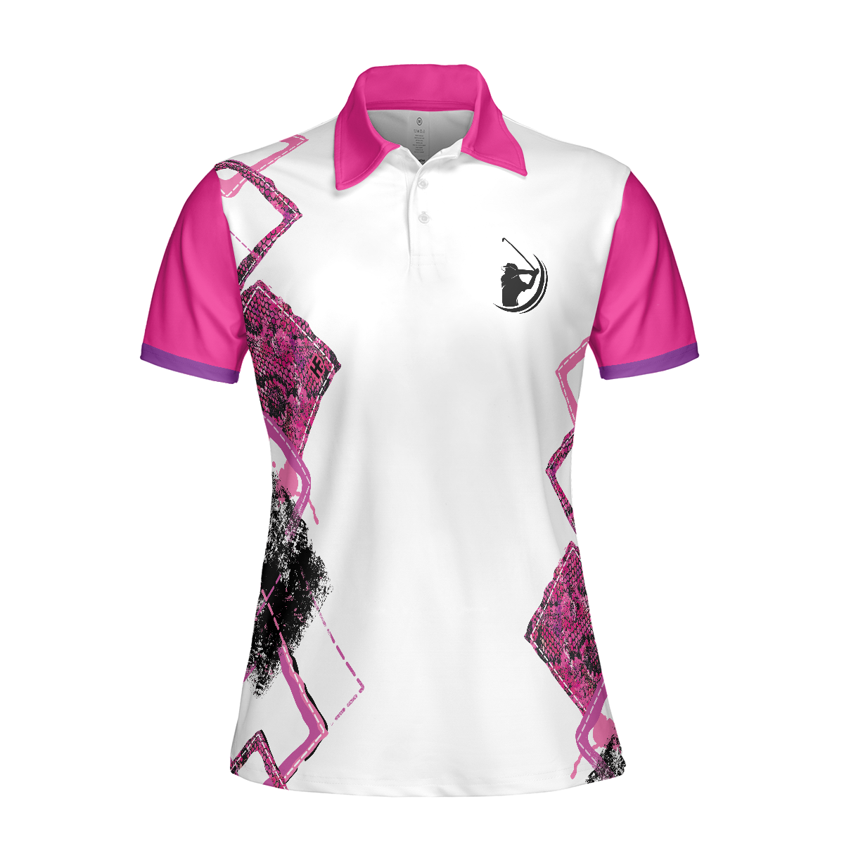 Housework Is For Women Who Don't Play Golf Short Sleeve Women Polo Shirt, White And Pink Argyle Pattern Golf Shirt For Ladies