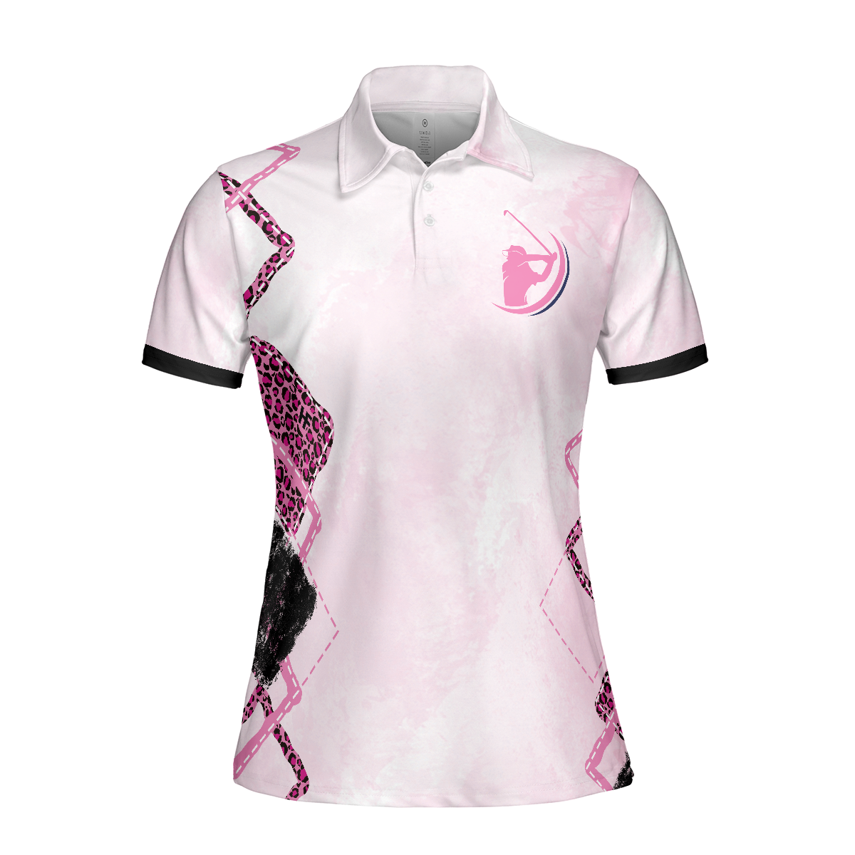 People Think I'm Nice Until They Sit Next To Me At A Golf Course Short Sleeve Women Polo Shirt, Pink Leopard Shirt