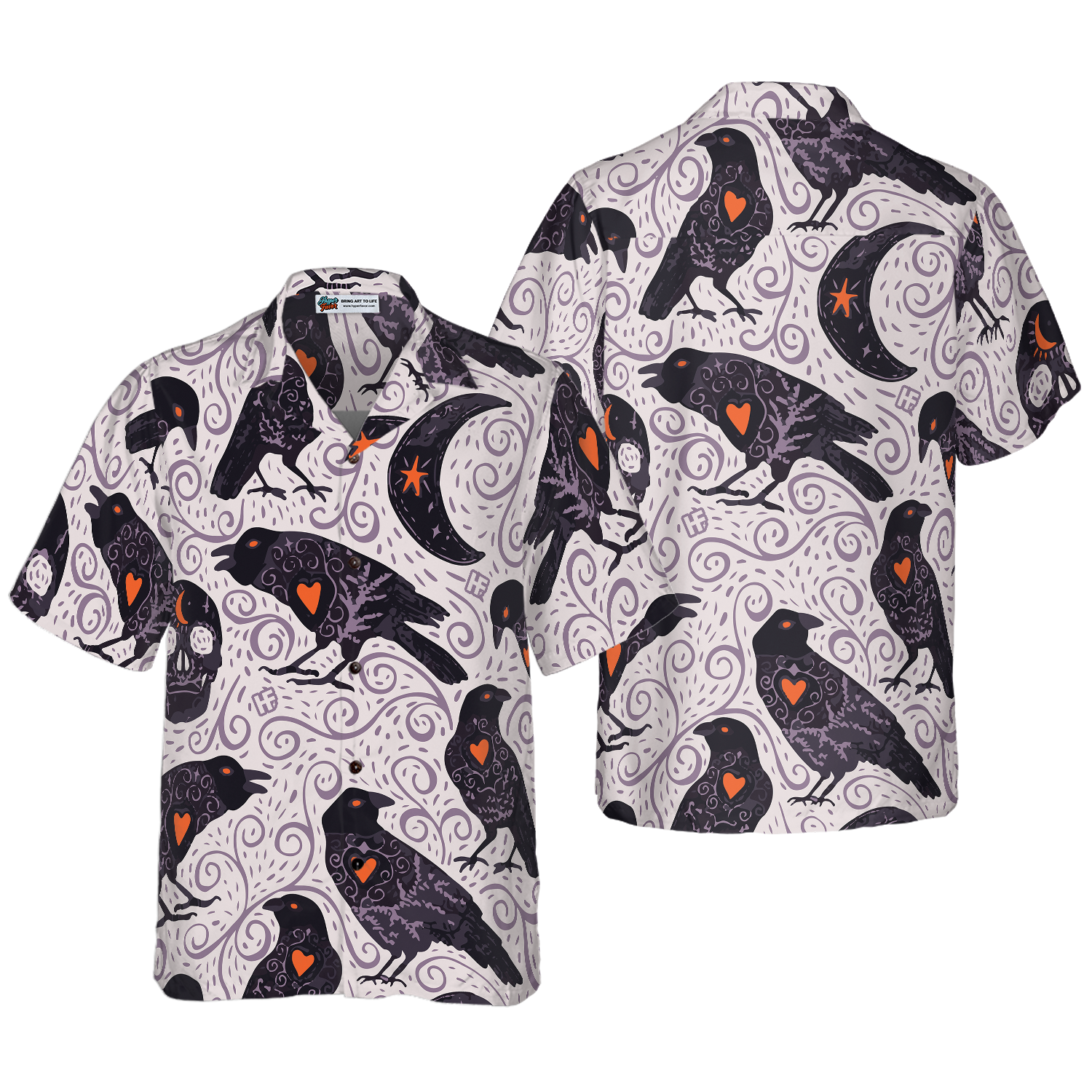 Raven And Skull Halloween Hawaiian Shirt, Halloween Shirt For Men And Women