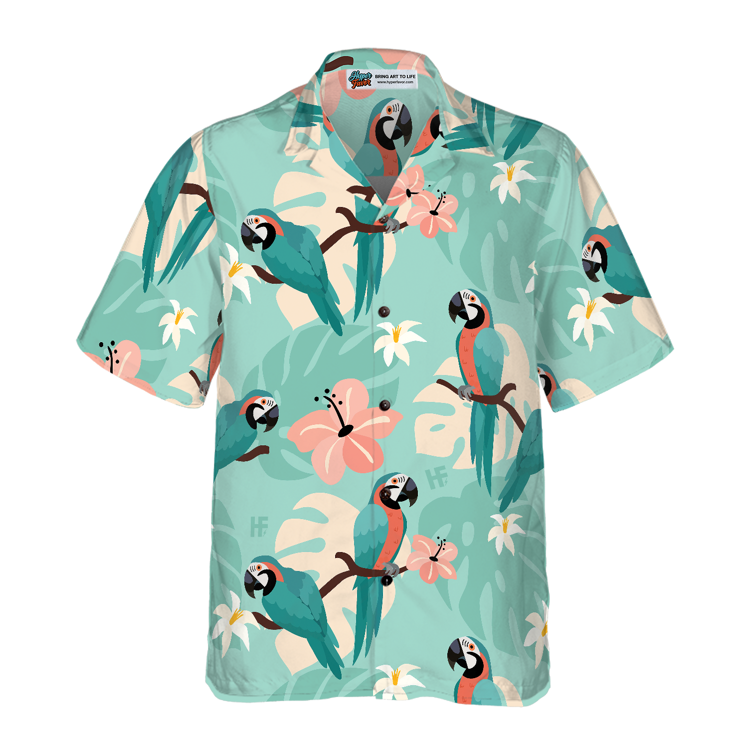 Trendy Parrots And Tropical Leaves Hawaiian Shirt