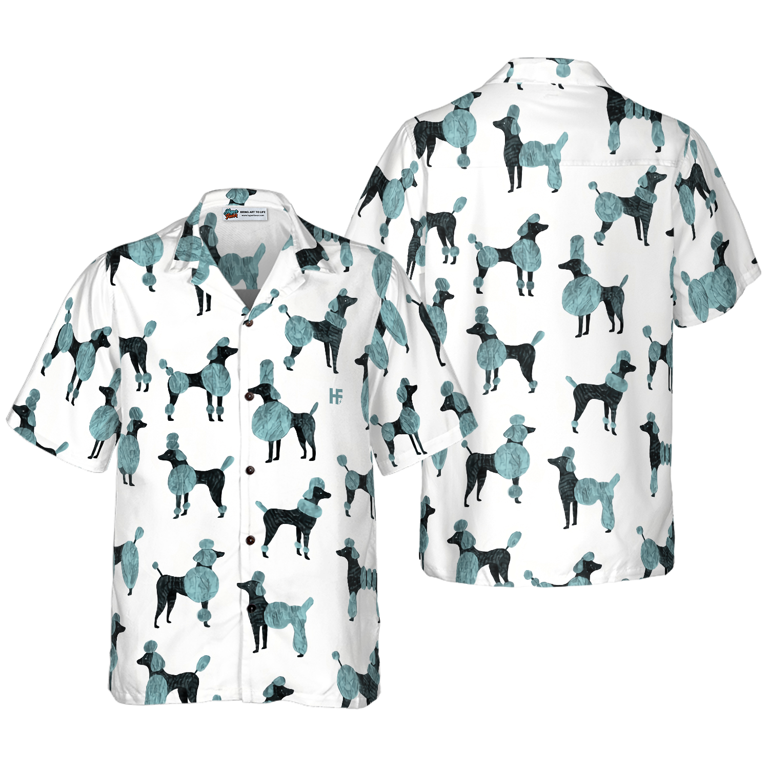Poodle On White Background Hawaiian Shirt