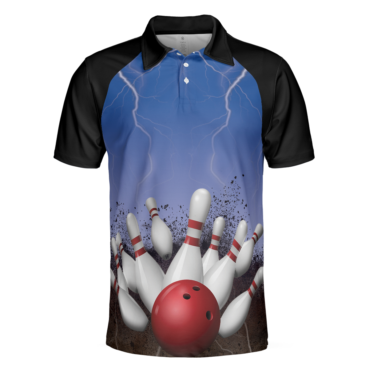 Spare No One Bowling Polo Shirt, Black And Blue Tenpin Bowling Shirt For Men, Cool Bowling Gift Idea