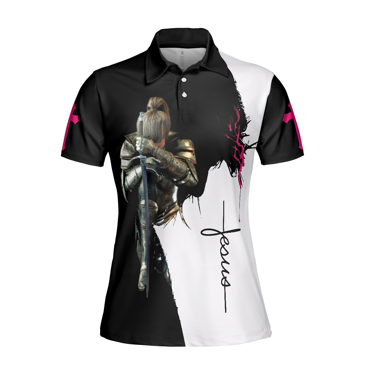 She Who Kneels Before God Can Stand Before Anyone Short Sleeve Women Polo Shirt, Gift Idea For Ladies