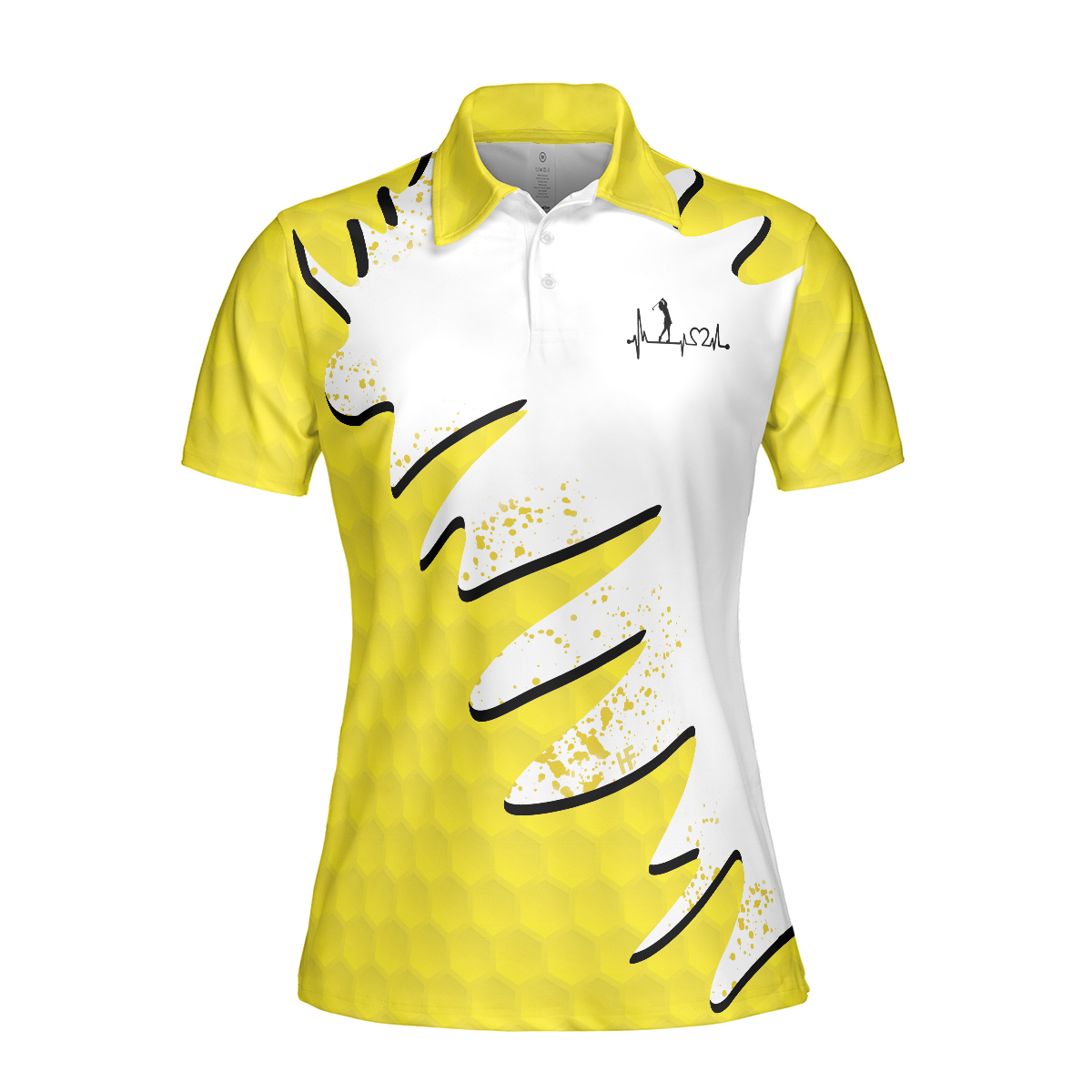 Sporty And Cutie Golf Girl Golf Short Sleeve Women Polo Shirt, White And Yellow Golf Shirt For Ladies