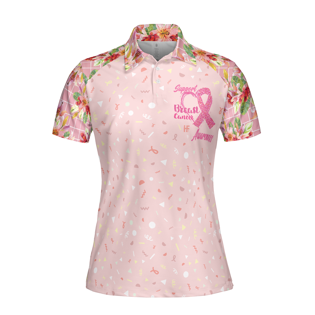 Fight Love Hope Breast Cancer Awareness Short Sleeve Women Polo Shirt