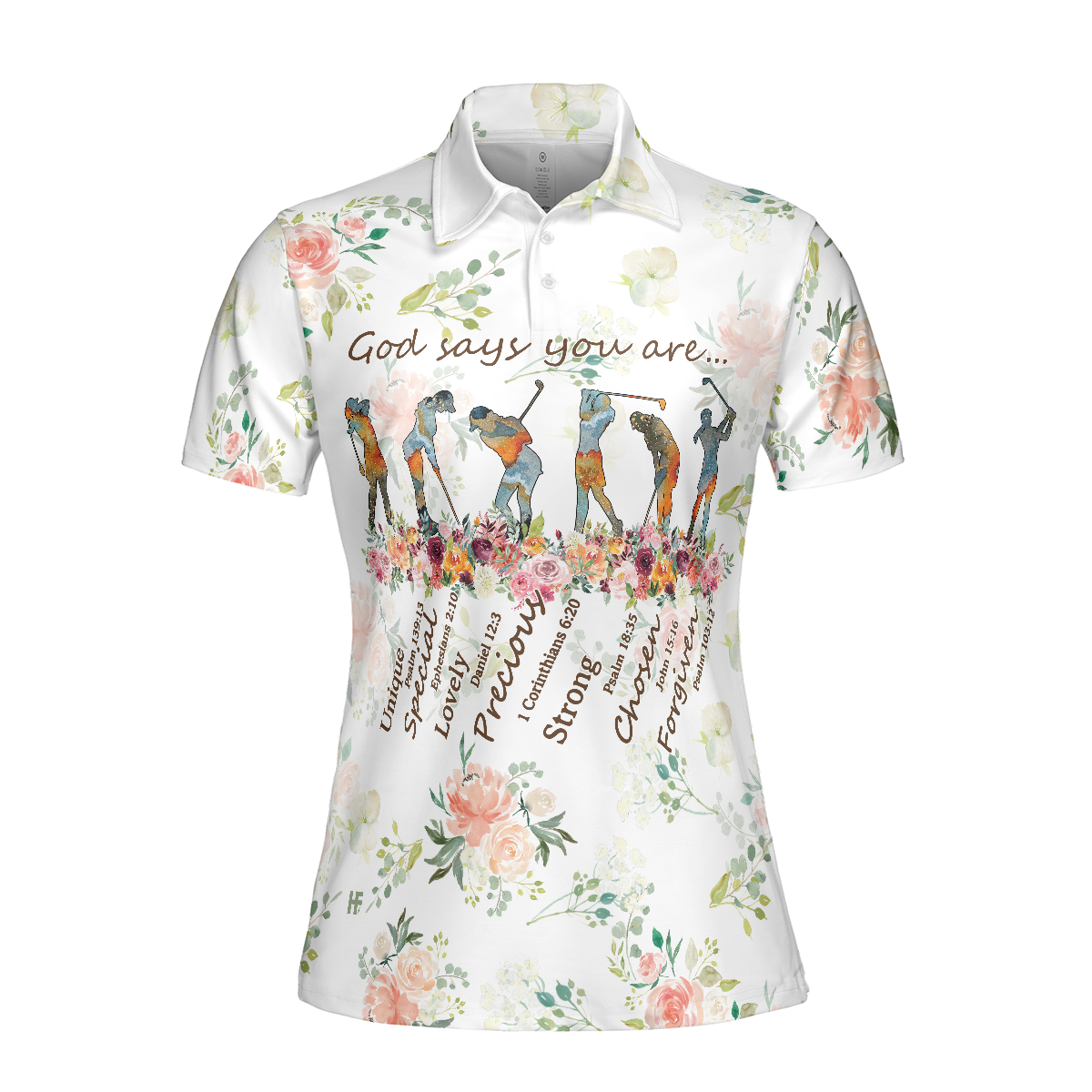 Golf Girl God Says You Are Short Sleeve Women Polo Shirt, Floral Golf Shirt For Ladies, Best Golf Gift For Women