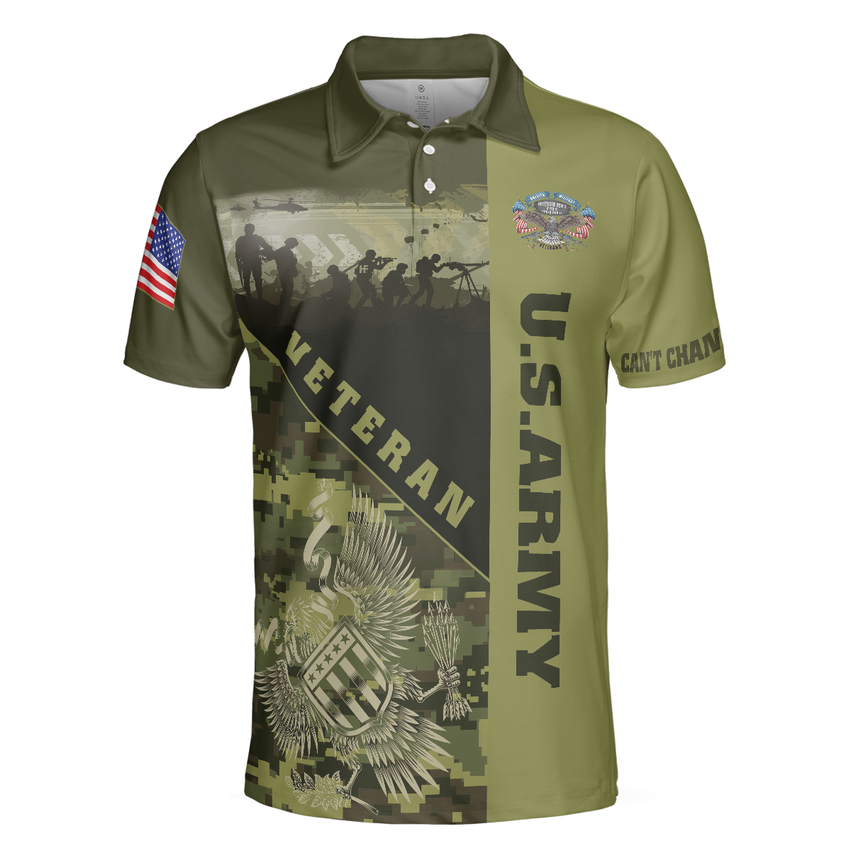 US Army Veterans Can't Change History Green Veteran Polo Shirt, Patriotic Veteran Shirt For Men