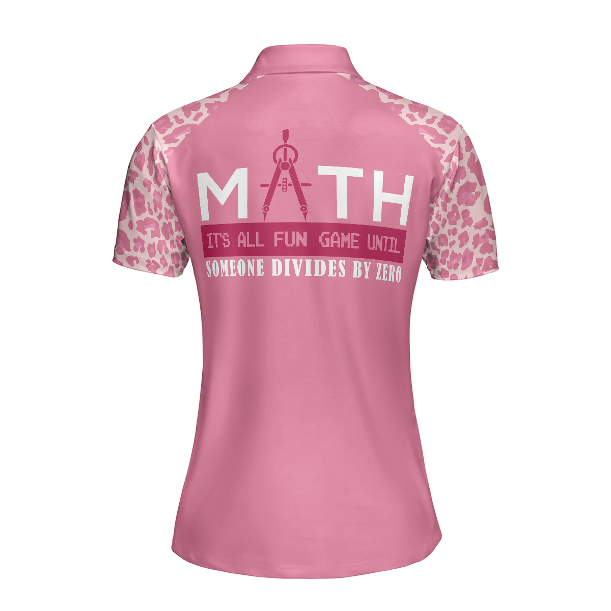 Pink Leopard Math Teacher Short Sleeve Women Polo Shirt, Funny Math Shirt For Ladies