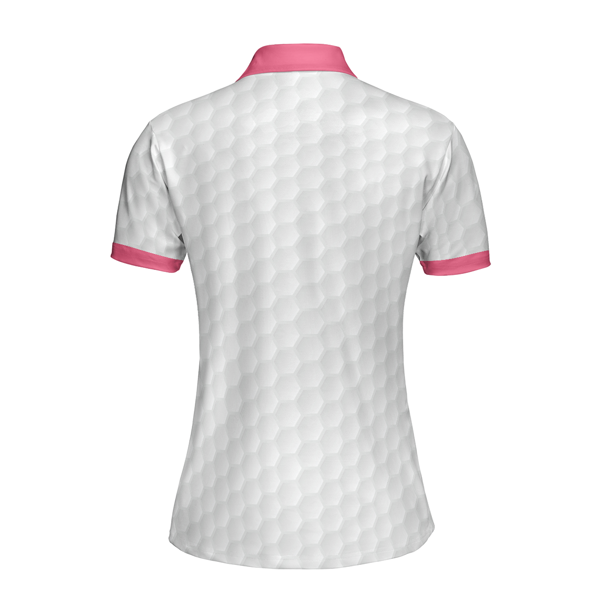 Heartbeat Golfer White And Pink Golf Short Sleeve Women Polo Shirt, Golf Shirt For Ladies