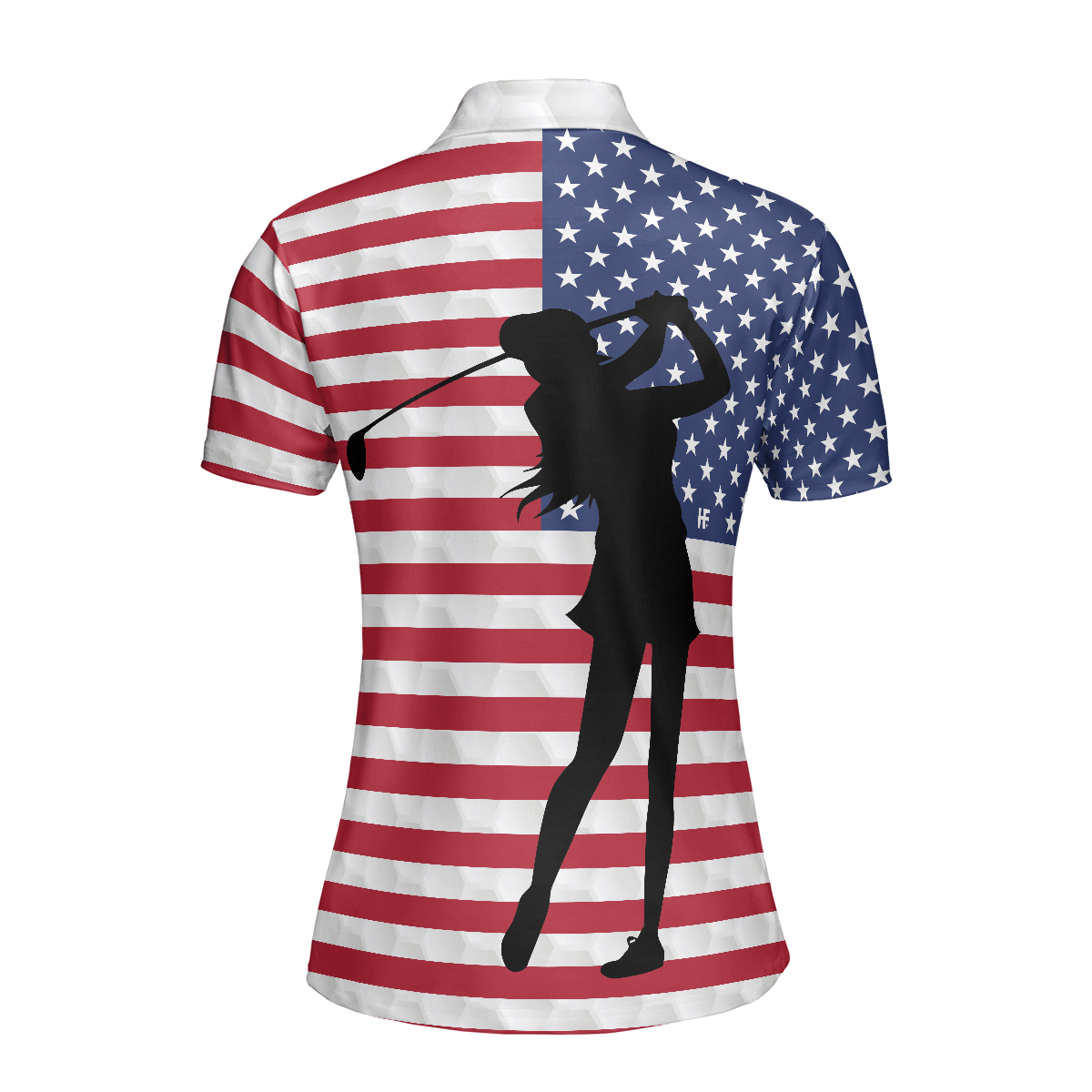 Premium American Golfer Female Version Short Sleeve Women Polo Shirt, American Flag Golf Shirt For Ladies, Cool Female Golf Gift