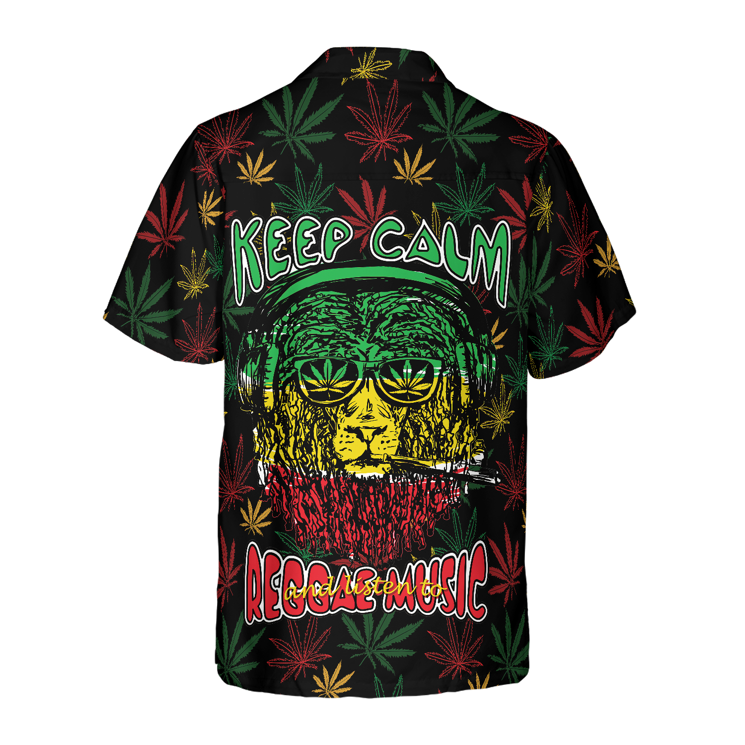 Marijuana Lion With Dreadlocks And Chillum Hawaiian Shirt