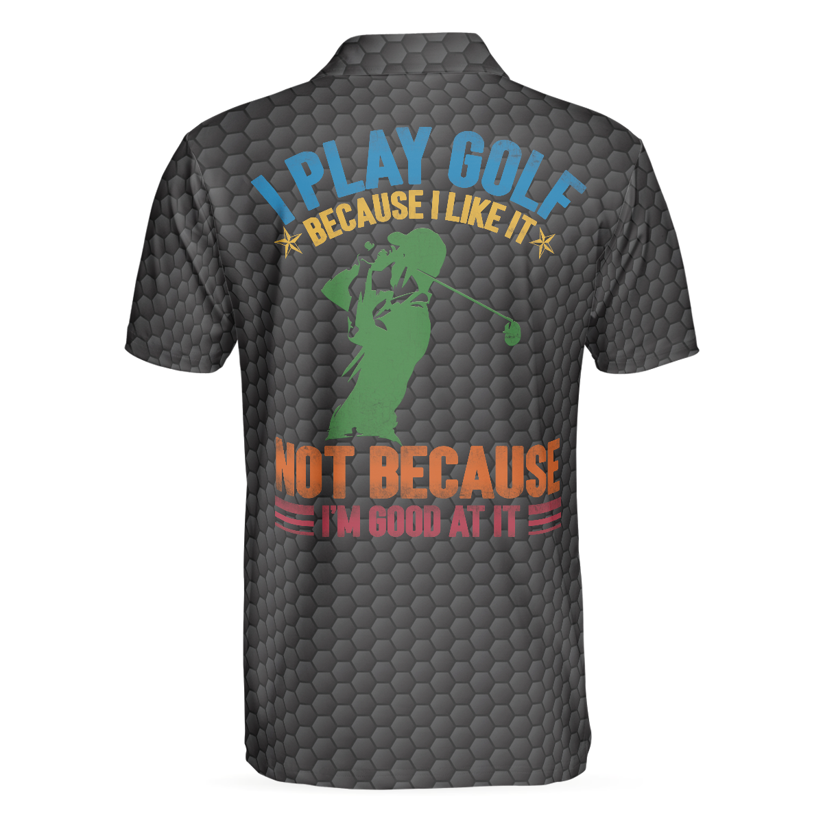 Golf Swing Swear Drink Repeat Polo Shirt, Black Golf Ball Pattern Shirt For Male, Funny Golf Shirt With Sayings