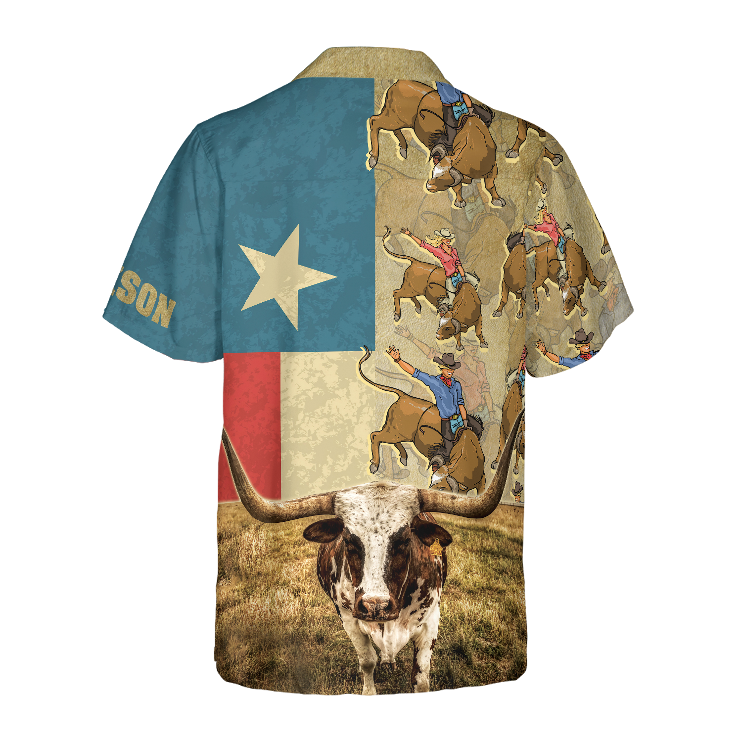 Rodeo Longhorn Texas Flag Custom Hawaiian Shirt, Unique Texas Shirt For Texas Lovers