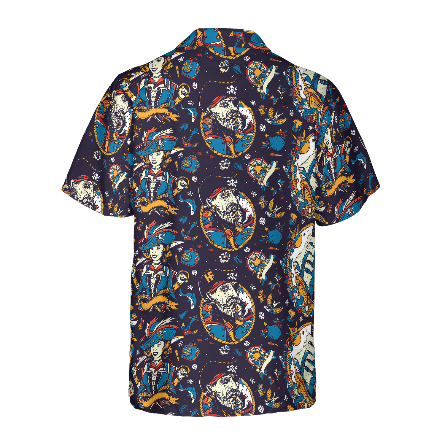 Tattoo Style Pirate Sea Adventure Hawaiian Shirt